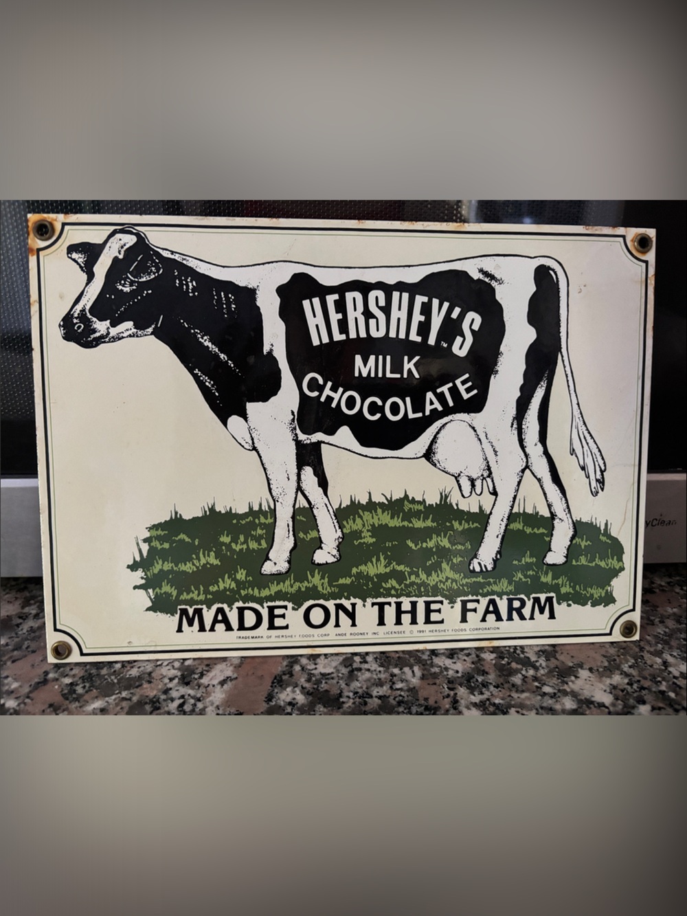Hershey's Milk Chocolate Vintage-Style Porcelain Sign Black & White